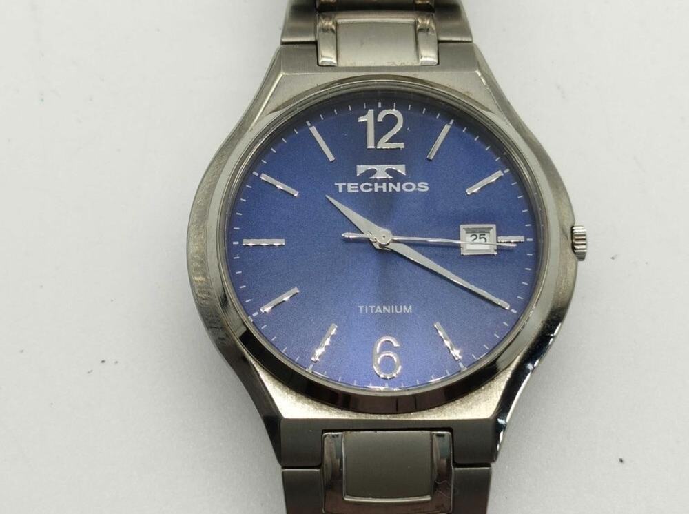 Technos T9B45 Titanium Men's Watch — Blue Sunburst Dial | Date | 38mm |